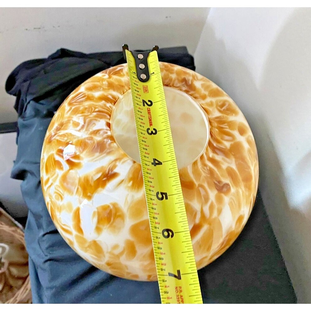 Large 8" Art Glass Orb Vase Cream Taupe Swirl Tortoise Shell Cased Hand Blown - Picture 3 of 5
